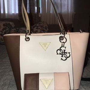 Guess tote with matching wallet.